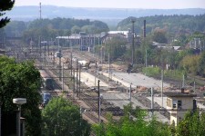 Choceň (18.9. 2003) - úprava plání v sudé skupině kolejí ještě s původním stavedlem na zhlaví