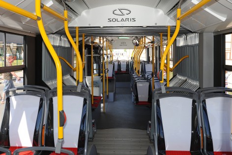 Interiér ústeckého trolejbusu Solaris